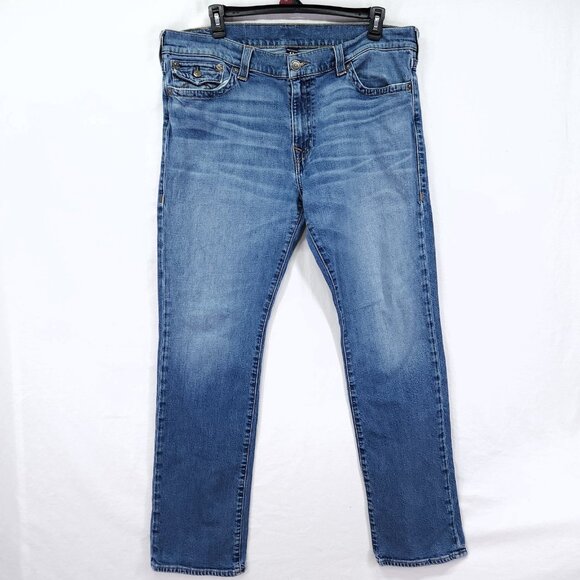 True Religion Ricky Relaxed Straight Denim Jeans Mens Size 42X32 - Picture 1 of 15